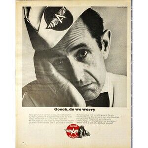 Flying A Service Stations "When it comes to your car we worry" Vtg Print Ad 1965